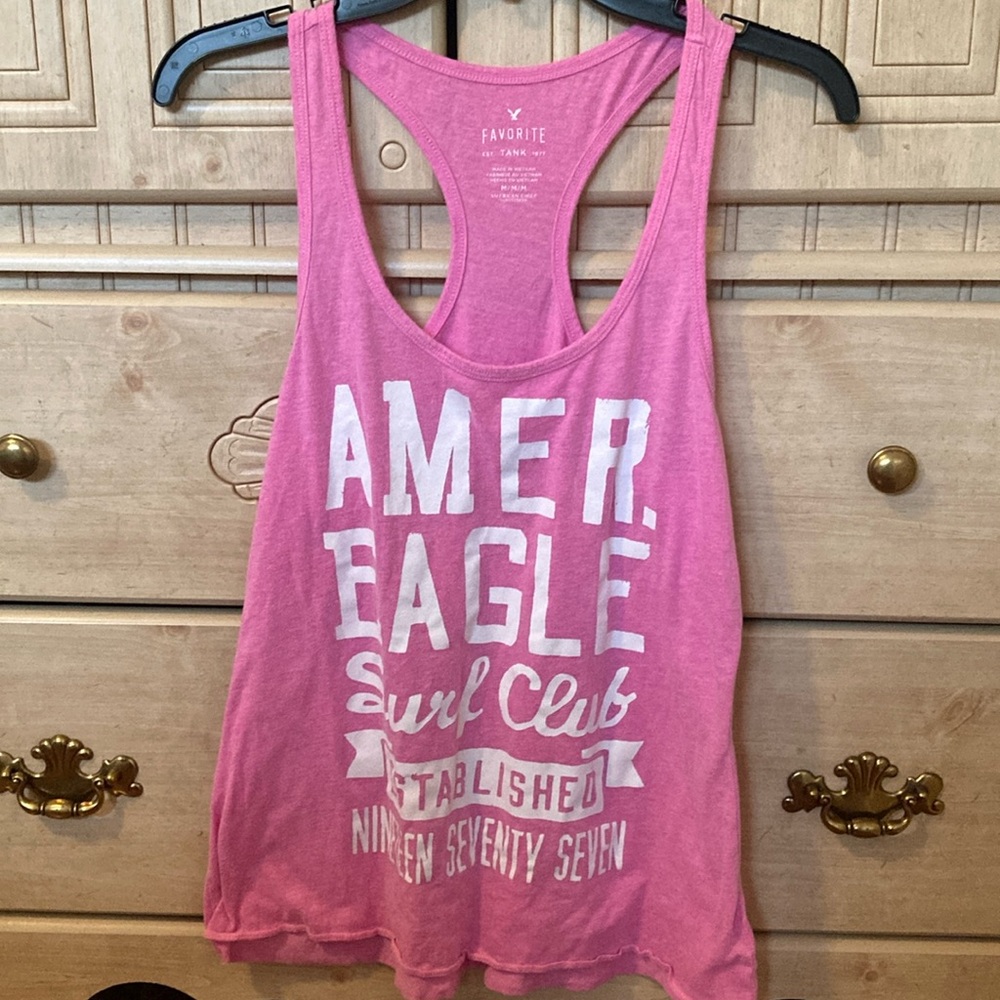 Pink American Eagle Surf Club Tank Top